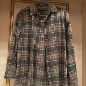 Jenni Kayne Plaid Shirt in Gray and Tan